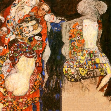 Versier de bruid met sluier en krans door Gustav Klimt 